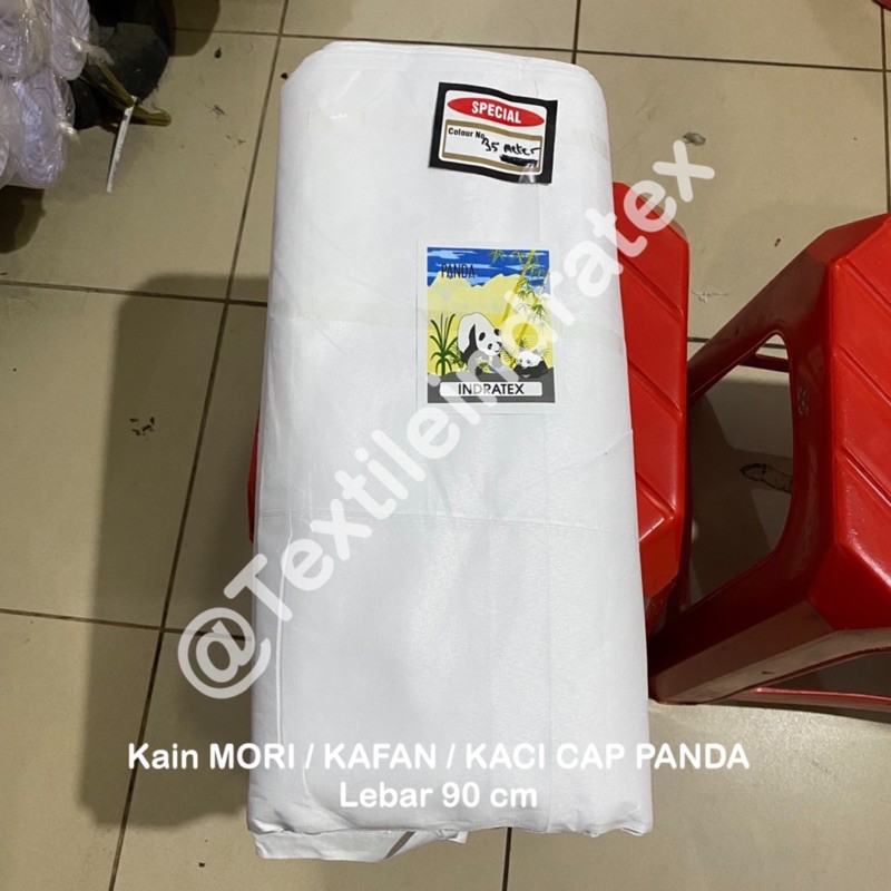 ( per setengah meter ) KAIN KAFAN MORI craft blacu belacu tipis putih CAP PANDA LB 90 CM BAHAN LAPISAN TAS KERAJINAN TANGAN