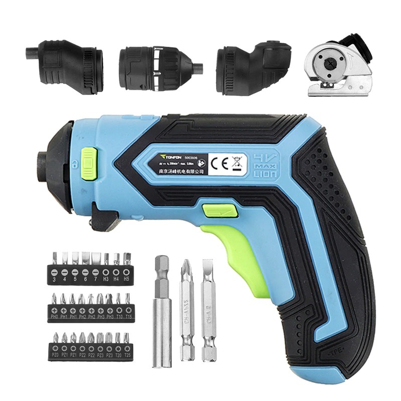 TONFON Bor Elektrik 4 in 1 Wireless Electric Cordless Power Drill 4V - 5003604 - Black/Blue