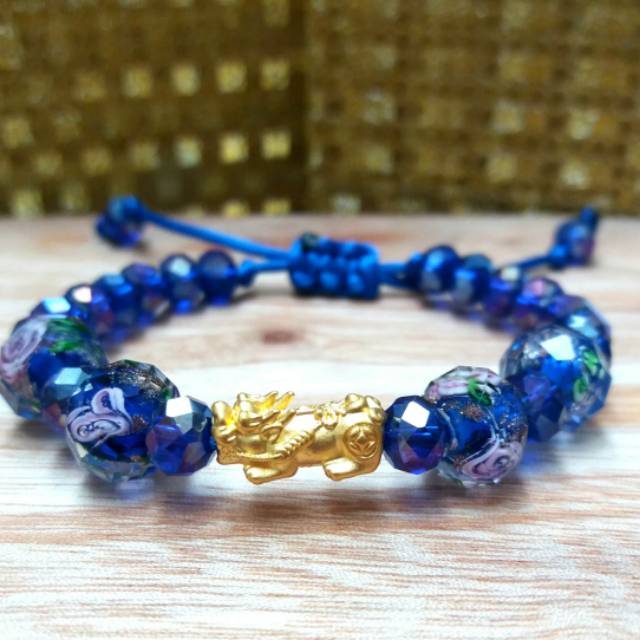 Gelang kristal naga emas 24k