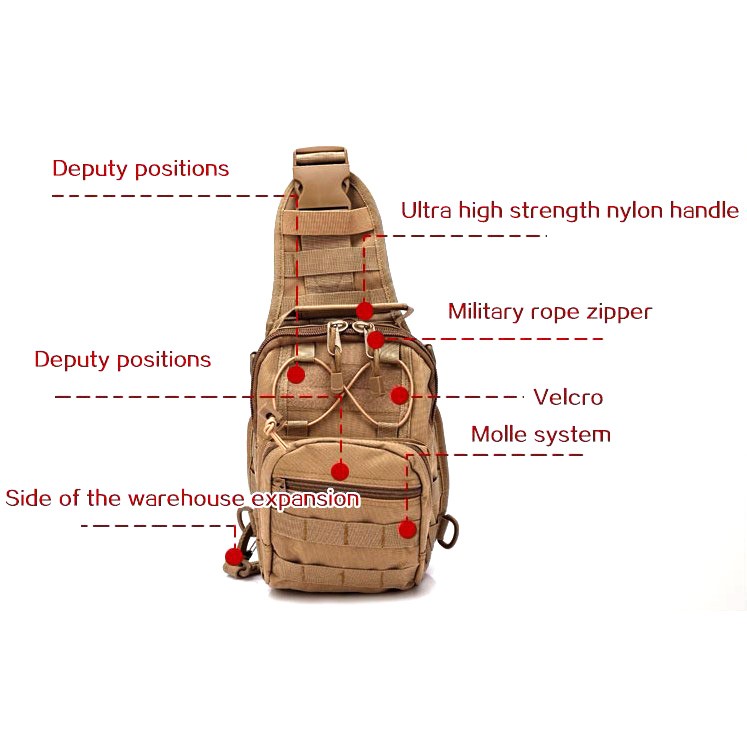 Tas Selempang Crossbody Bag Outdoor Military Tactical Duffel Backpack - Brown