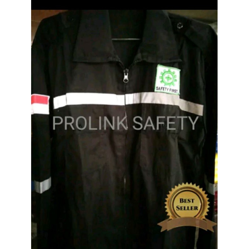 SERAGAM BAJU SAFETY HITAM RESLETING