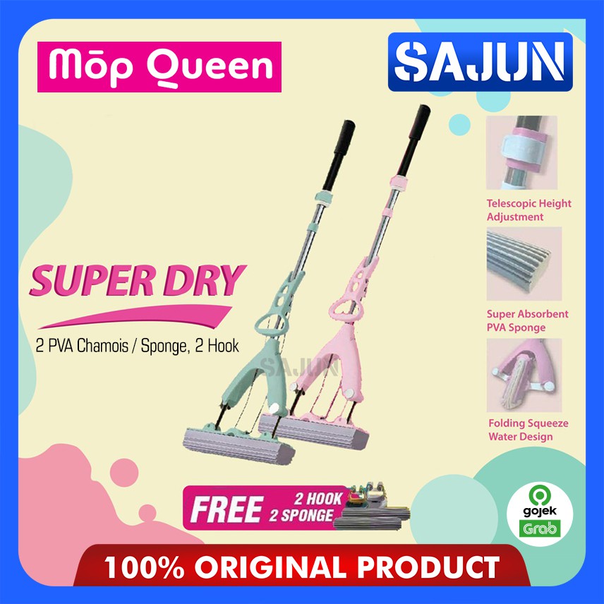 BIG PROMO !! Paket Duo Mop Queen by Stein Pel Lantai Sponge Chamois