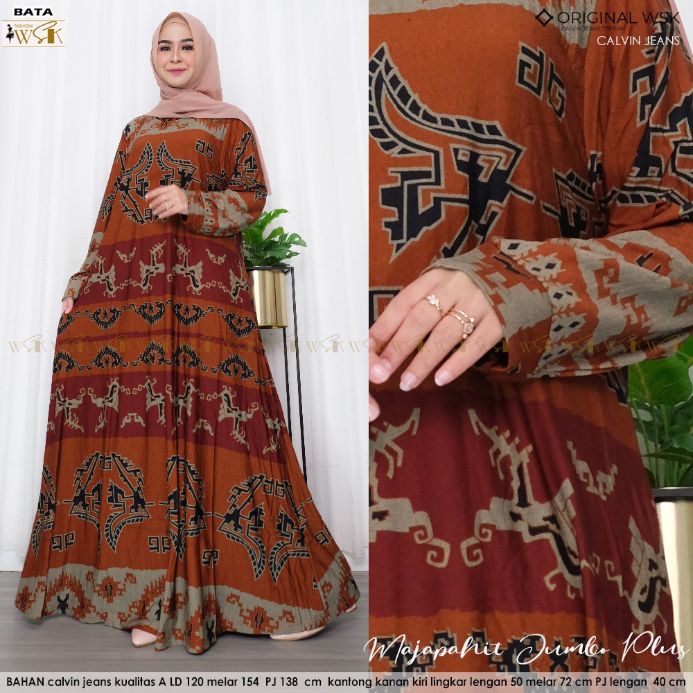 Baju Gamis Wanita Terbaru 2021 Gamis Jumbo Bahan Calvin Jeans Ld 120 Melar