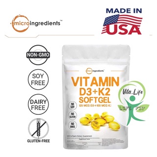 vitamin d3 k2 Micro Ingredients Vitamin D3 5000IU + K2 100MCG, 2in1 Formula, 300 SG
