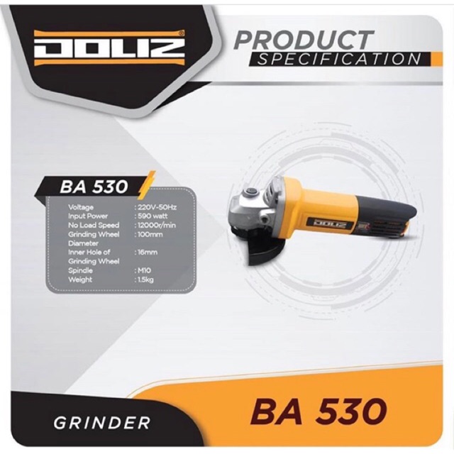 DOLIZ BA530 Mesin Gerinda Tangan 4" Grinda 590w BA 530