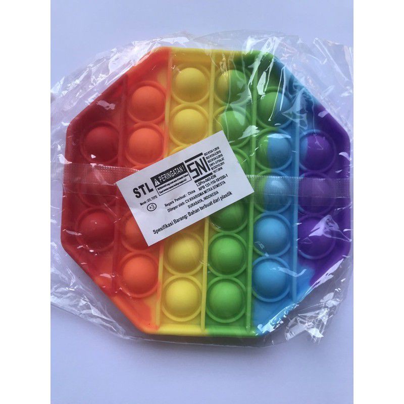 [Himart]Mainan Squishy Bubble Pop It Bahan Silikon Warna Pelangi Untuk Penghilang Stress-Oktagon rainbow
