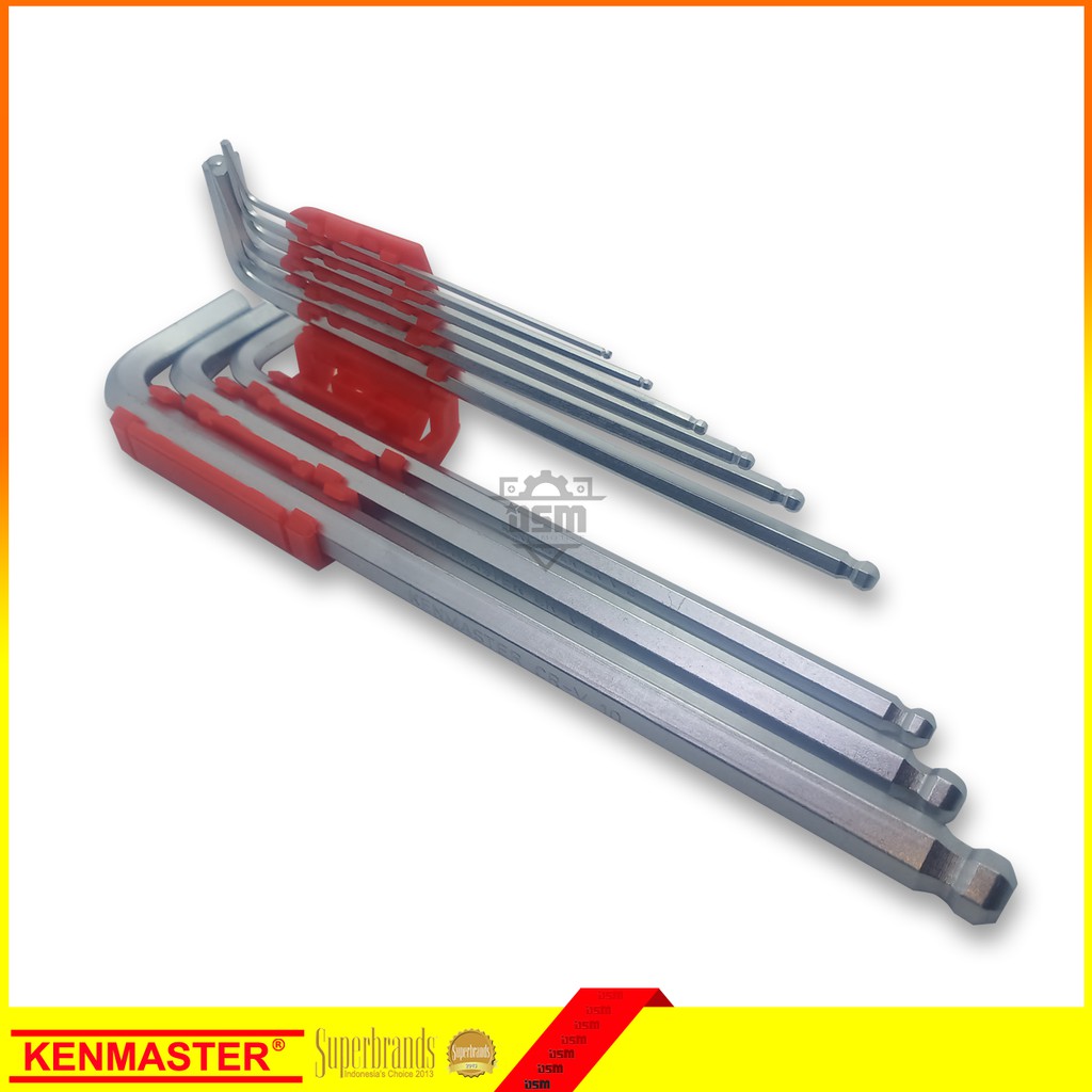 Kenmaster / Kunci L Set 9 pcs - CRV Panjang / Hex Key Ball Point 9 pcs /  DSM