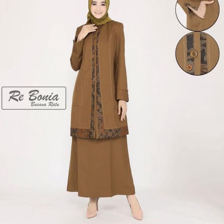 Koleksi Terbaru.. seragam Dinas Wanita Khaki Set Rok A Tunik Blazer Pemda Kheki Stelan Rok A Seragam