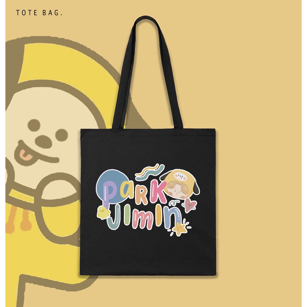 TOTE BAG NAME BT21 /TAS SANTAI WANITA / BAHAN KANVAS / KOREAN STYLE / BEST SELLER