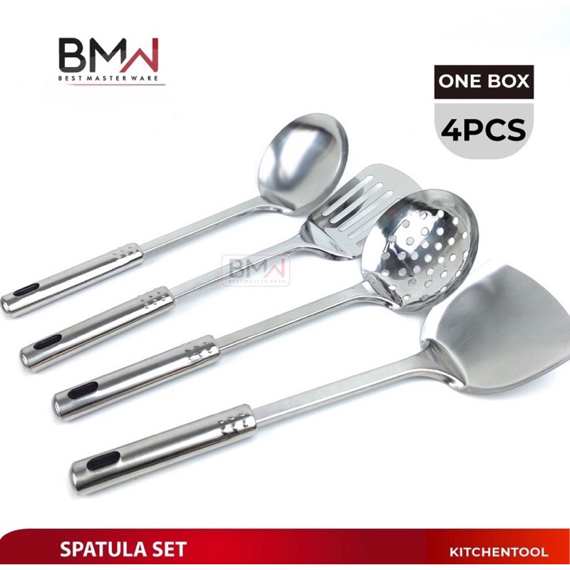 SPATULA SET STAINLESS STEEL 4 IN 1 ALAT MASAK ISI 4 PCS SPATULA STAINLESS 4 IN 1