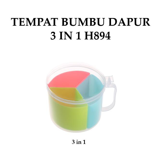 Grosir - H894 Tempat Bumbu 3 Celah Multifungsi / Tempat Bumbu Dapur 3 in 1 / Toples Dapur Serbaguna