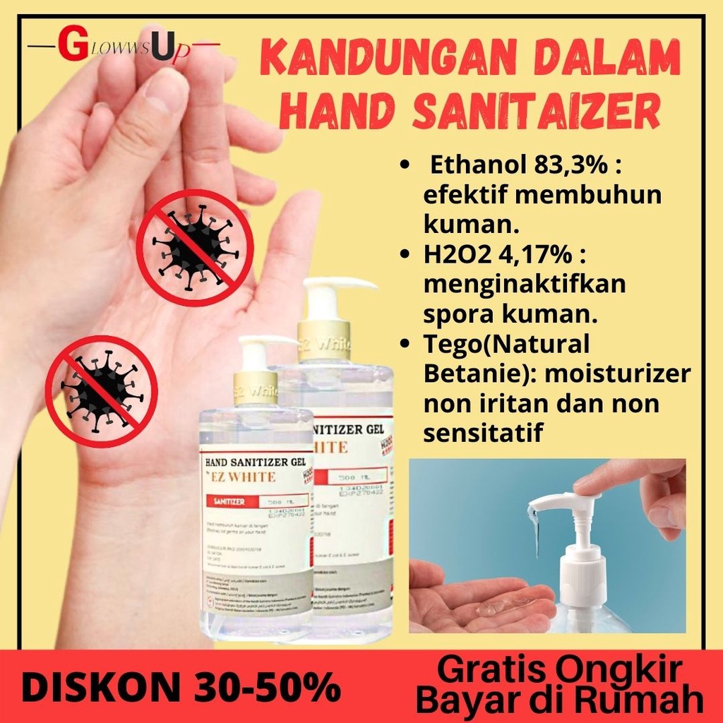 HAND SANITIZER CAIR EZ WHITE HAND SANITIZER GEL 500ML