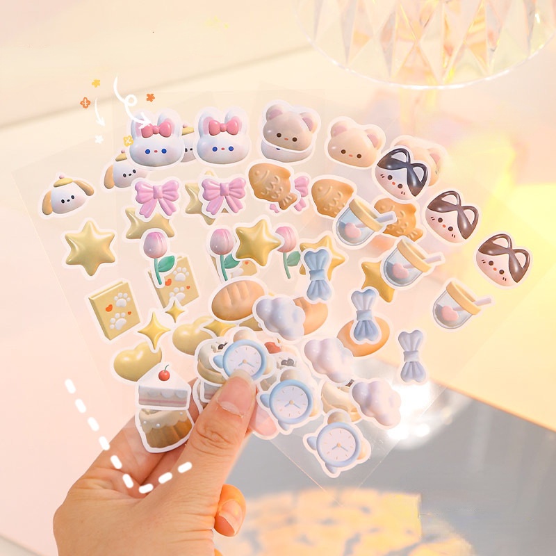 Ins Stiker Epoxy Kristal 3D Motif Kartun Anak Perempuan Untuk Dekorasi Handphone / Gelas Air Diy