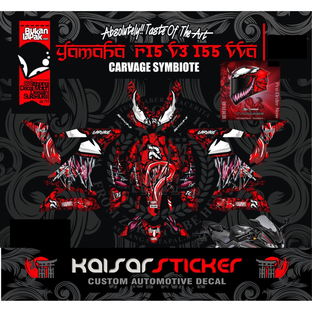 STICKER DECAL MOTOR FULL BODY YAMAHA R15 V3 MERAH LINE