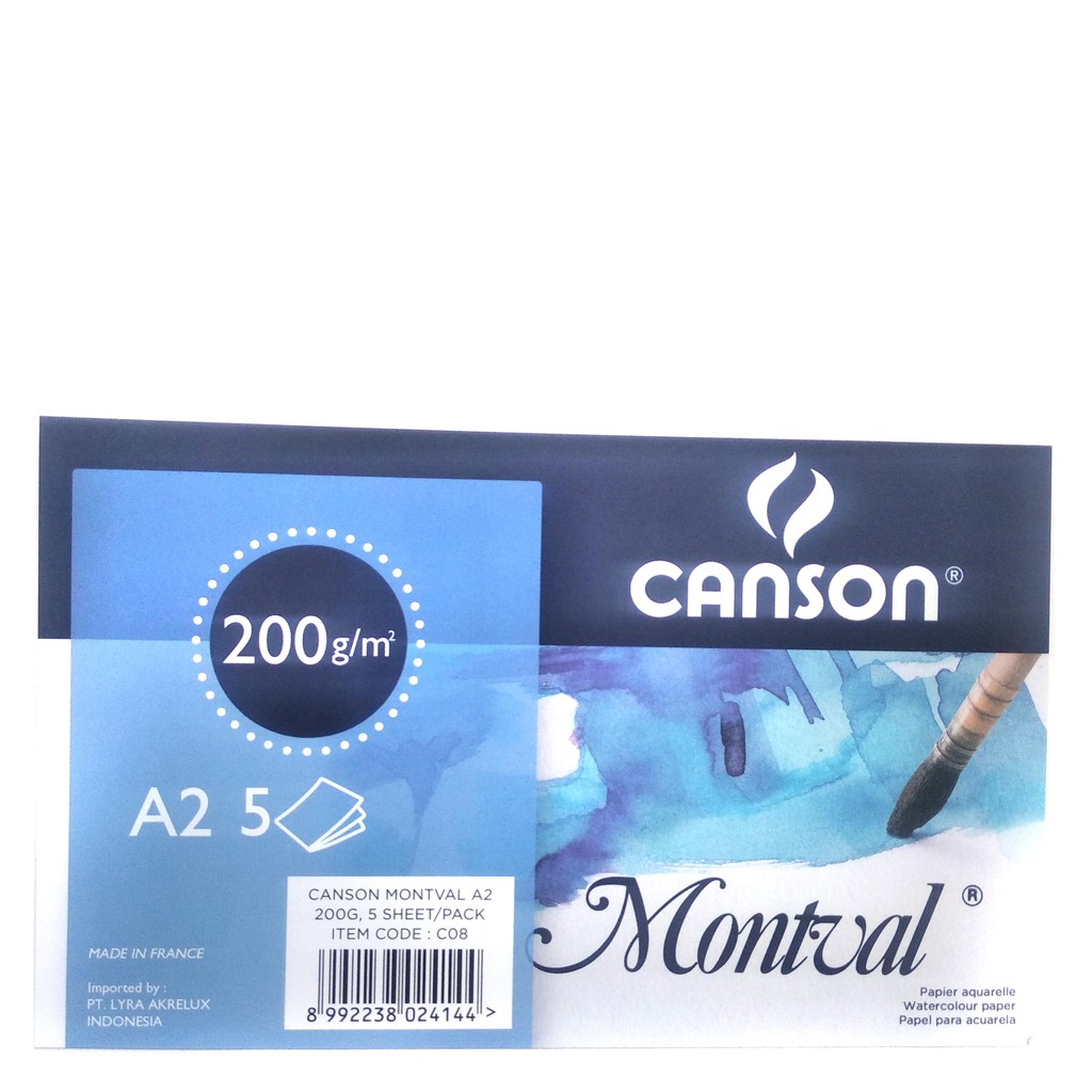 Canson Montval 200 Gsm A2 Kertas Gambar Cat Air  Watercolor 