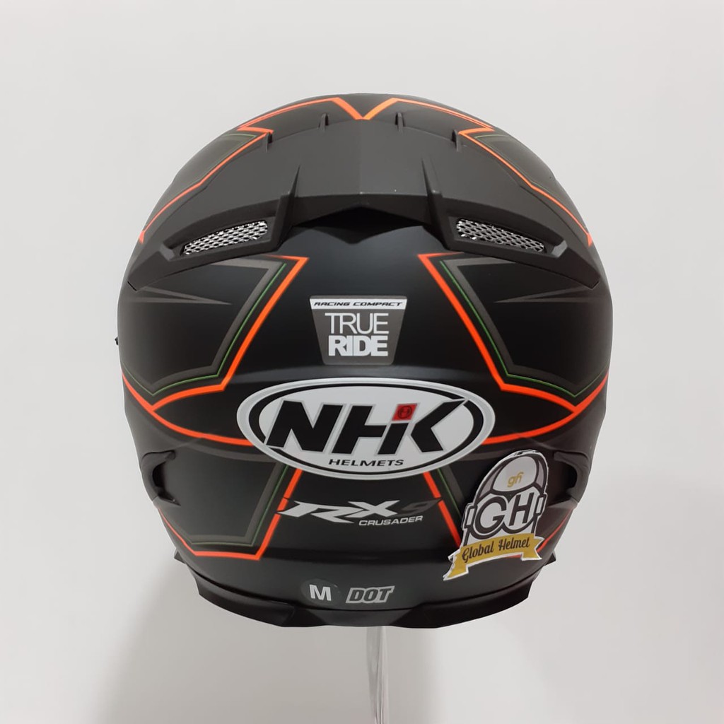 HELM FULL FACE NHK RX9 RX-9 MOTIF HAWK BLACK DOFF ORANGE RX NINE