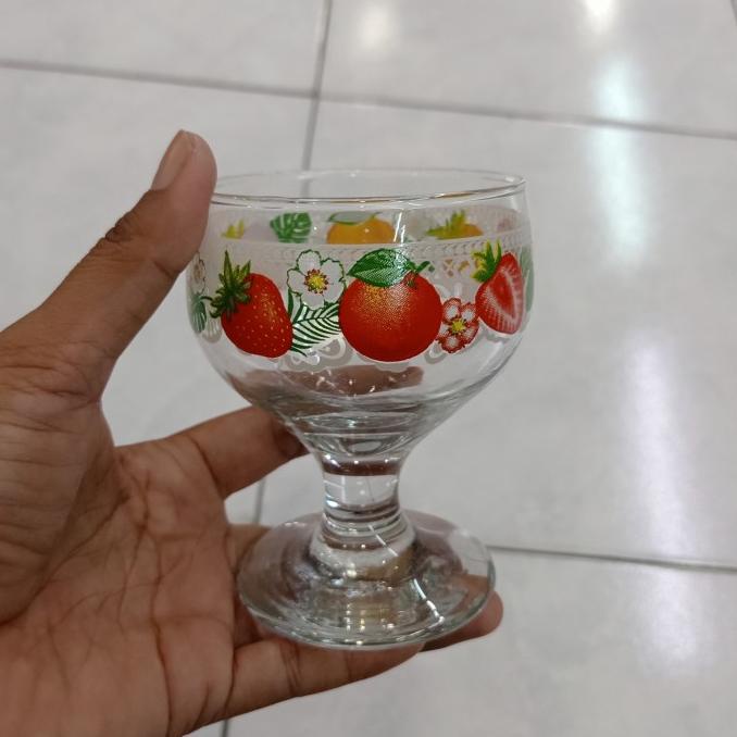 $$$$] gelas kaca wine motif printing satu set 5 pcs