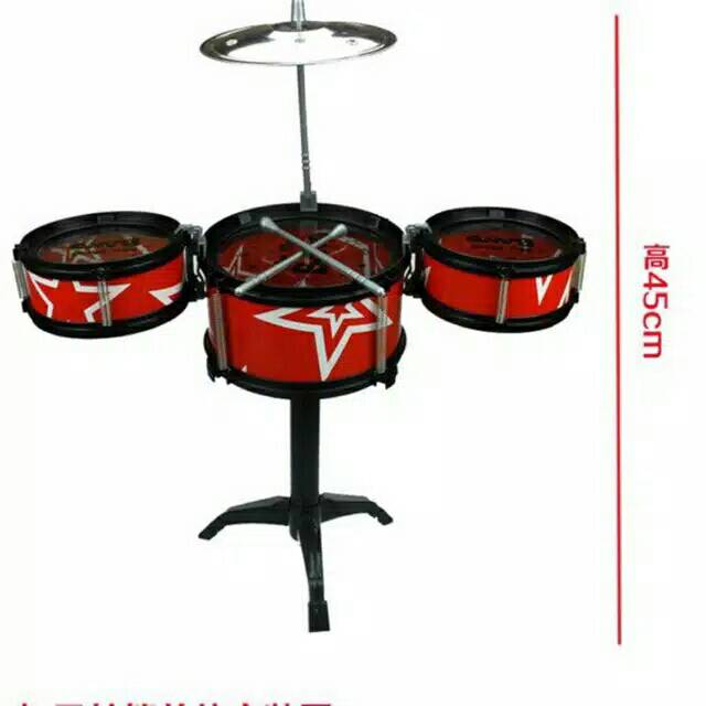 Yntshopp  [ 1KG 2PCS] Mainan drum dengan stick set 3pcs cymbal kecil untuk anak