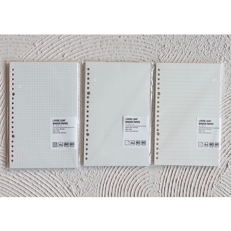 Loose Leaf Binder Paper A5 Grid Dotted Ruled - Kertas Loose Leaf Motif Garis Panmomo 80 gsm Isi 60 lembar