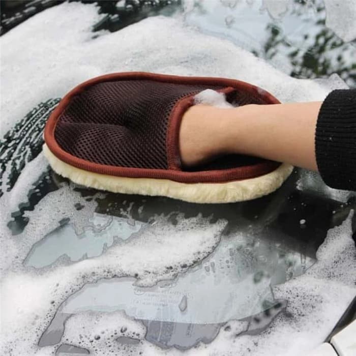 Sarung Tangan Kain Lap Mobil Wax Gloves Wool Motor Exterior Interior