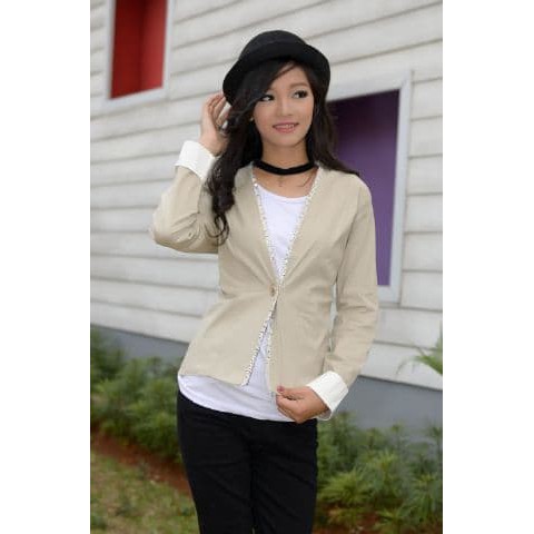 [ Blazer Juta SW] pakaian wanita blazer warna cream