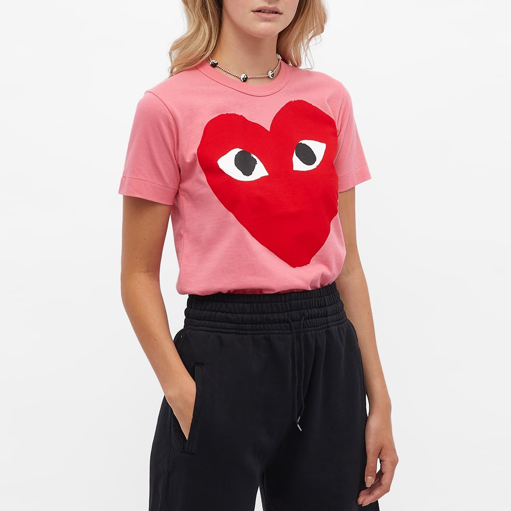 CDG Women Big Red Heart Tee Pink 100% Original