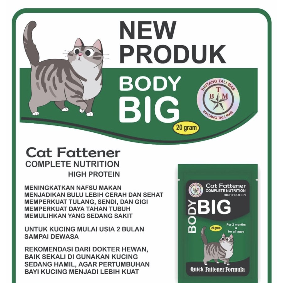 BODY BIG CAT Sachet 20gram/Vitamin Penggemuk Kucing