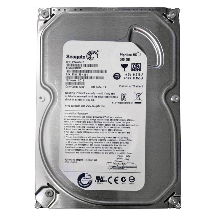 Harddisk Seagate 500GB SATA 3.5 Inch - HD / HDD Seagate Pipeline 500GB