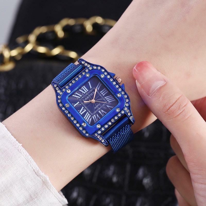 (SS) JAM TANGAN WANITA SEGI DIAMOND ANALOG CASUAL RANTAI MAGNETIK MURAH CT-175