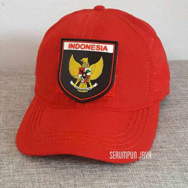 TOPI GARUDA INDONESIA - TOPI VELCRO MERAH + PATCH