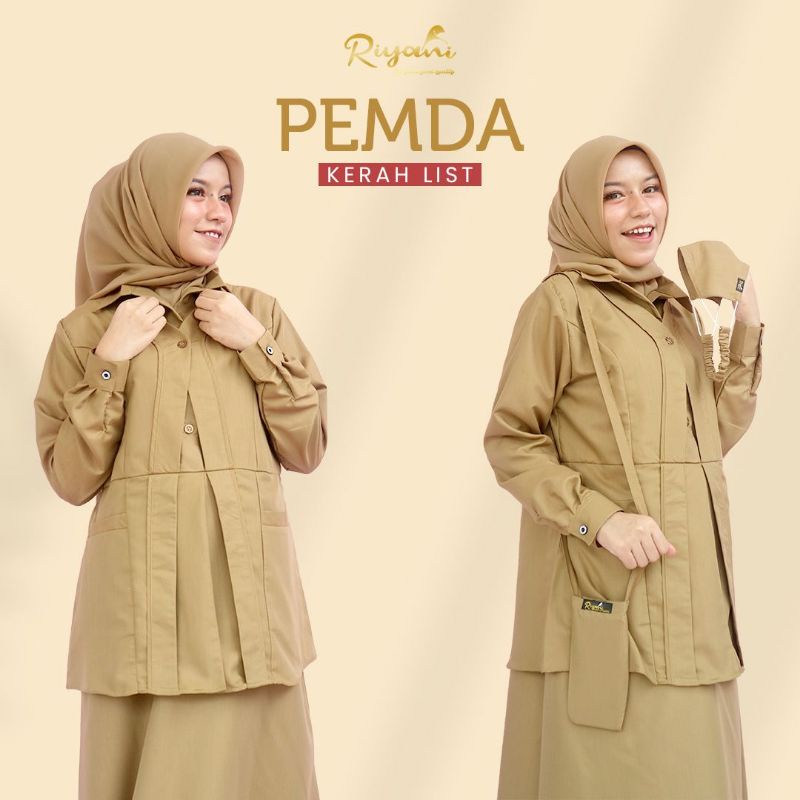 Pemda Krah list By Riyani/seragam pemda wanita/gamis pemda/seragam dinas/seragam khaki pns/gamis din