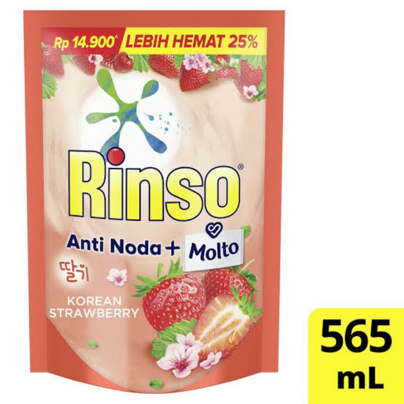 RINSO  Cair Anti Noda +Molto Korean STRAWBERRY  565ml