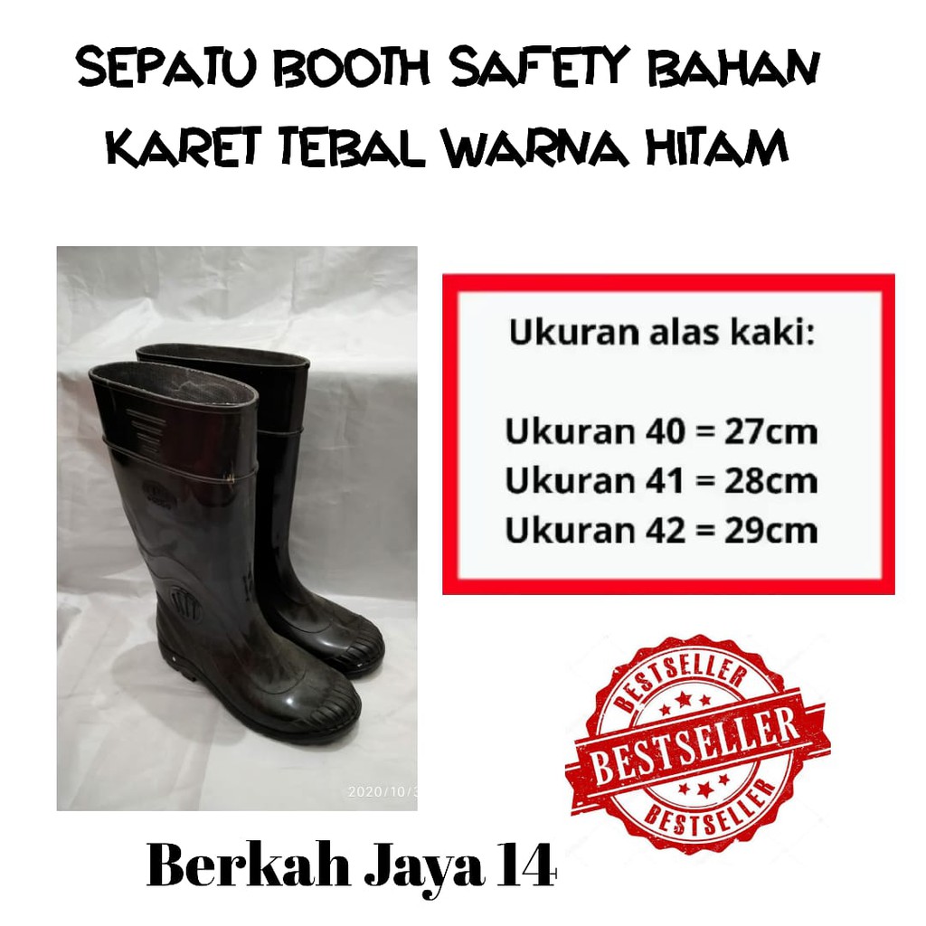 SEPATU BOOTH SAFETY BAHAN KARET TEBAL WARNA HITAM ANTI AIR HARGA TERMURAH BARANG BERKUALITAS