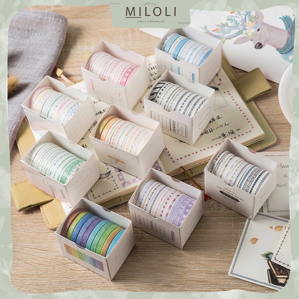 

[MILOLI] 10 Rolls Simple Abstract Washi Tape Deco Masking Tape Selotip Jurnal DIY Scrapbook - A0003