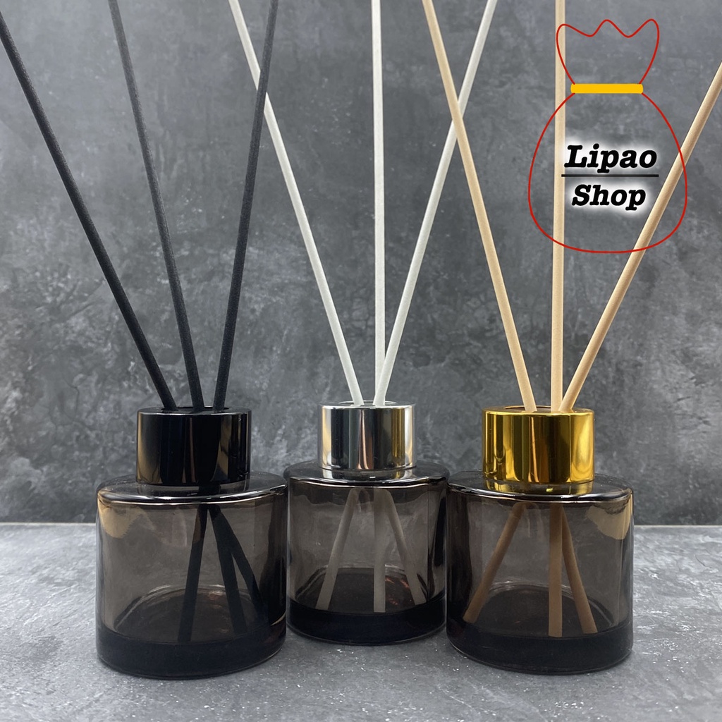 Botol Reed Diffuser 50ml HITAM TRANSPARAN Kaca TEBAL - Aromatherapy Bottle