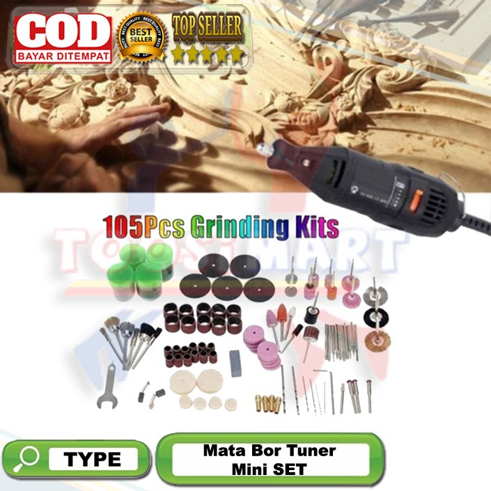 set 105pcs aksesoris mini grinder Kit set 105pc kelengkapan mata poles potong bor mesin mini gerinda