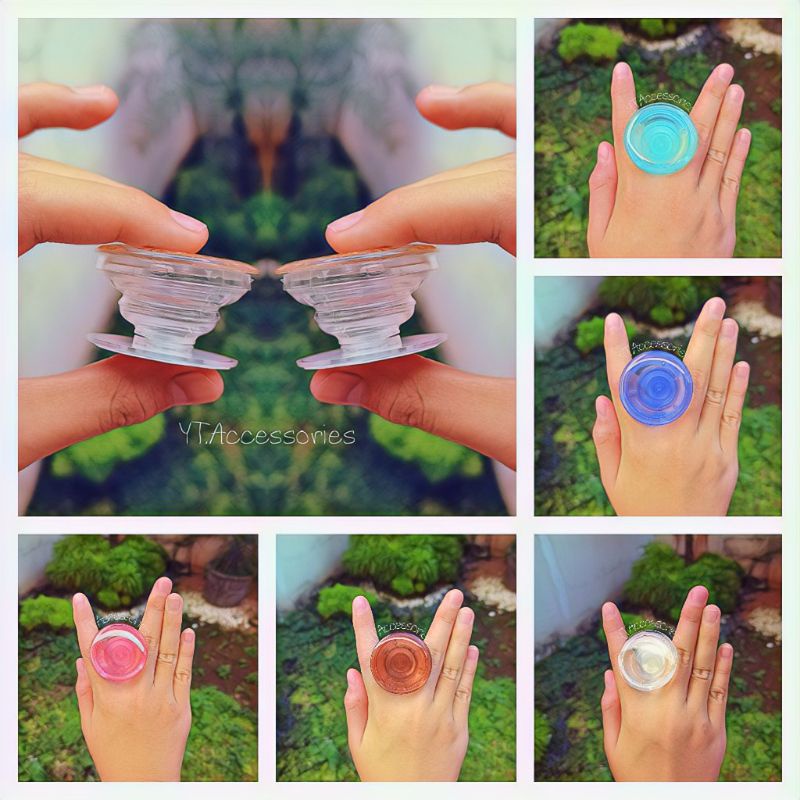 PopSocket Transparan Silver Gold Foil/ Griptok PopSocket Phone Holder Phonegrip Transparent