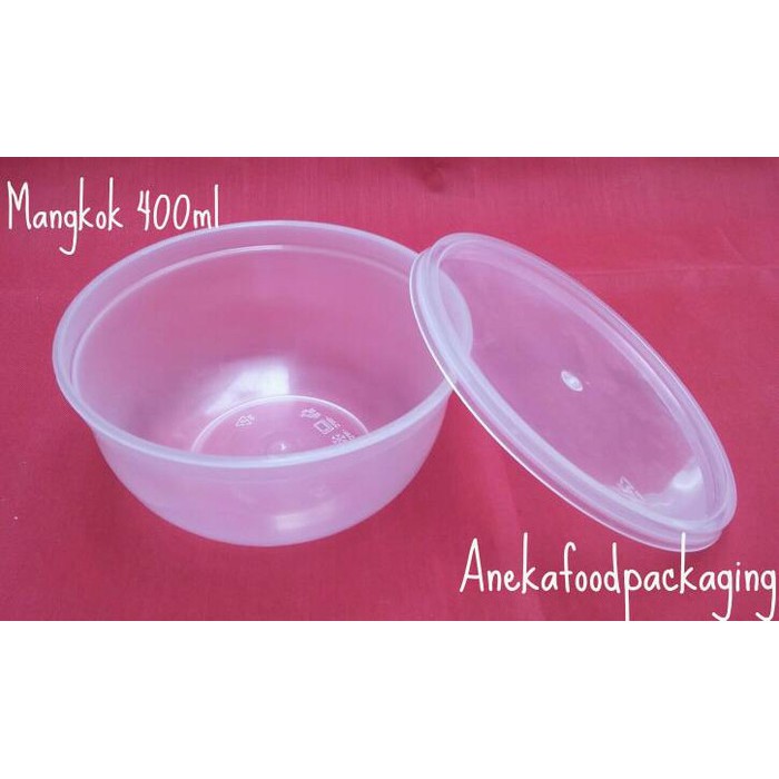 New Mangkok bening plastik tahan panas untuk microwave 400ml + tutup