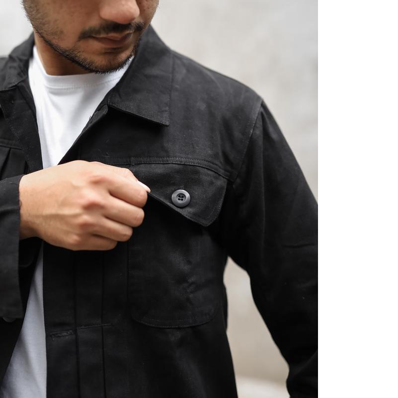 ✳ Fargo Jaket Pria Canvas Jacket Black ✻