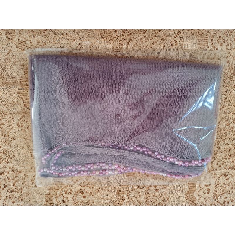 SLAYER veil HIJAB PENGANTIN  kerudung /selayer  tuile gliter mutiara, wisuda, ondangan, pesta-Taro