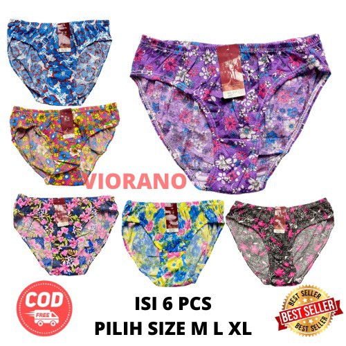 Grosir Celana Dalam Wanita 6pcs Motif Bunga Size M L XL Setengah Lusin Cd Cewek Murah Berkualitas