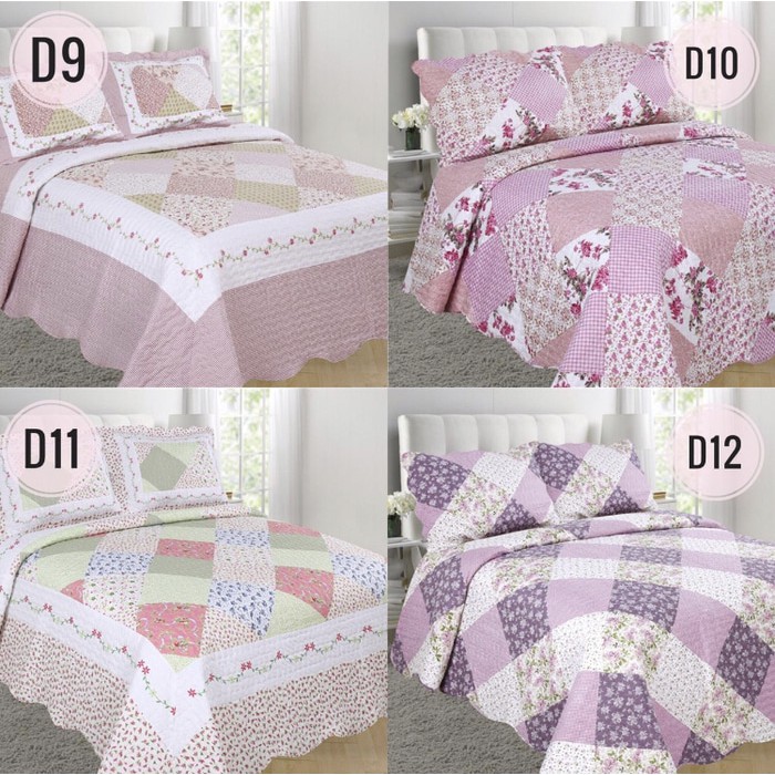 Bedcover / Selimut Quilting size 220x240 cm (Set 2 Sarung Bantal)