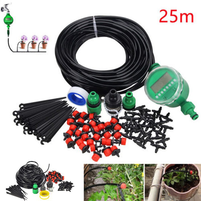 Micro Drip Irrigation System Auto Timer Plant Self Watering Garden Hose DIY Tool