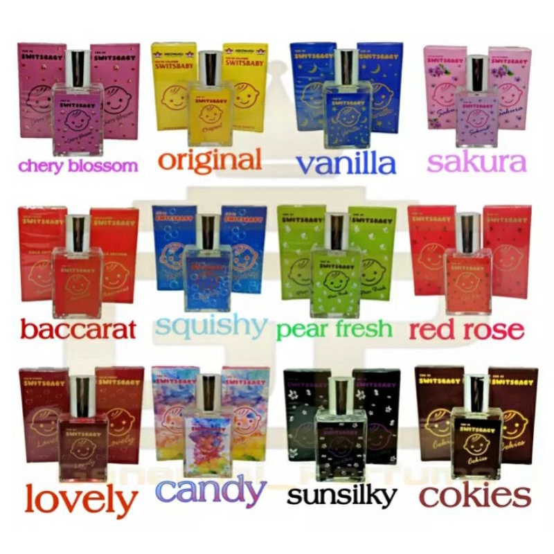 parfum bayi| SWITSBABY original , sakura,vanilla,pear fresh,sunsilky,candy,cheryblosom,red rose,cook