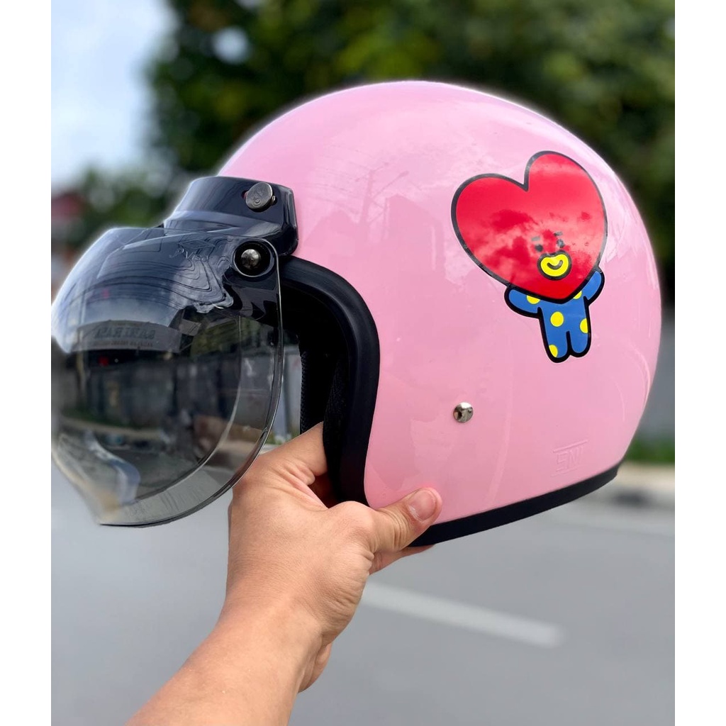 Helm Bogo Retro Dewasa Edisi Bts Full Leher Wanita Pria Sni