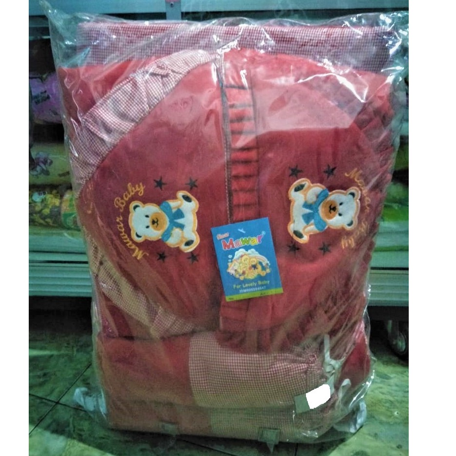 Sinar Mawar Merah Polos Baby Kasur Bayi Tas 2 Guling 2 Bantal Minum Cewek Cowok Perempuan Laki-laki