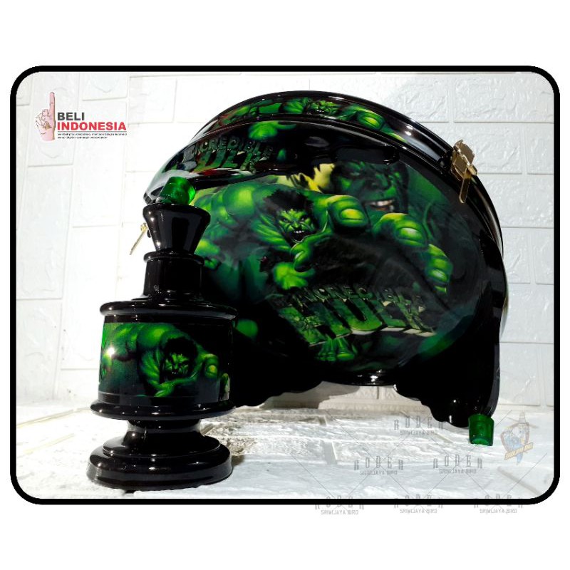 TEBOK PVC LOVEBIRD MOTIF HULK | tebok sangkar kandang burung love bird trucukan kolibri cendet cible