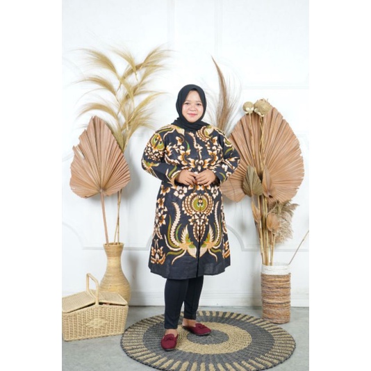 ( COD ) Baju Batik atasan tunik wanita ukuran jumbo Ld 120,130,140 terbaru termurah