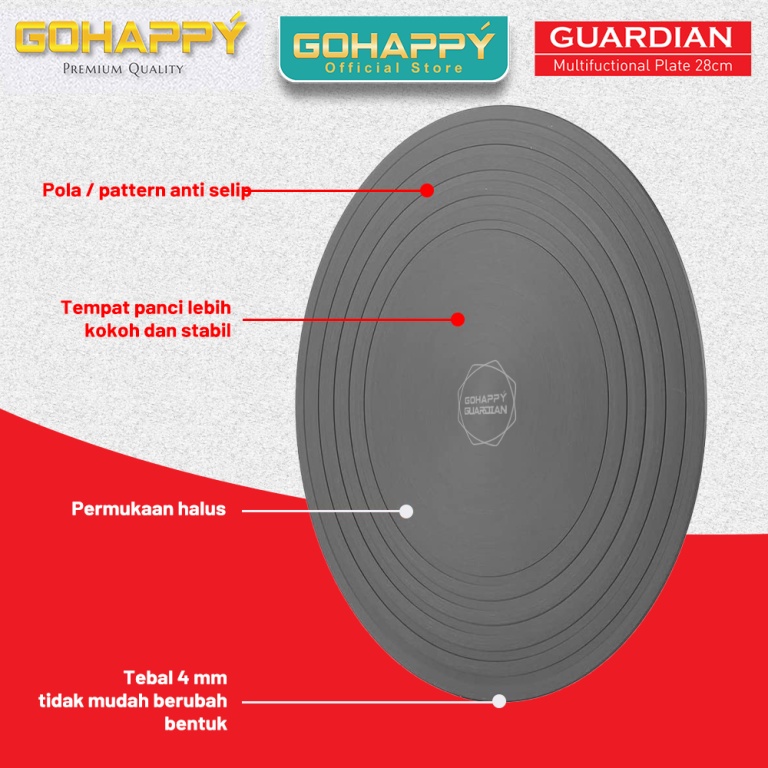 Tatakan Alas Panci Gohappy Guardian Plat Tatakan Panci Konduksi Diffuser Kompor Gas Alas Panci Anti Gosong