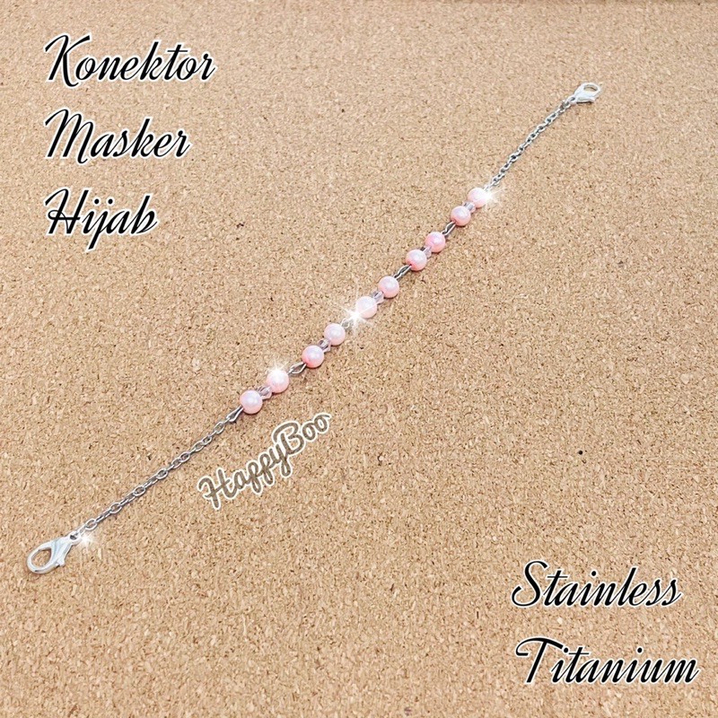 konektor masker hijab stainless titanium manik connector masker strap masker penyambung tali masker